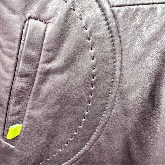 Soia & Kyo Purple Leather Trench Coat Jacket Size Small Classic Structured - Picture 14 of 16